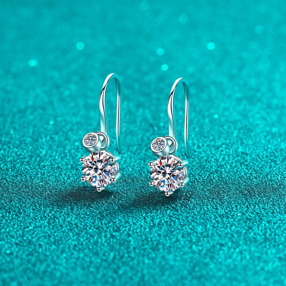2 Carat Moissanite 925 Sterling Silver Earrings, image 3