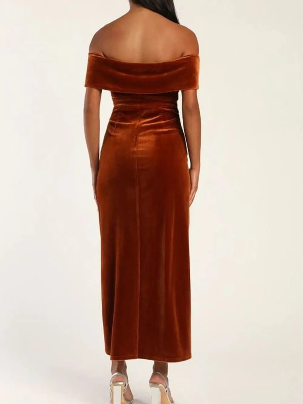 Off-Shoulder Wrap Dress with Side Slit, image 19