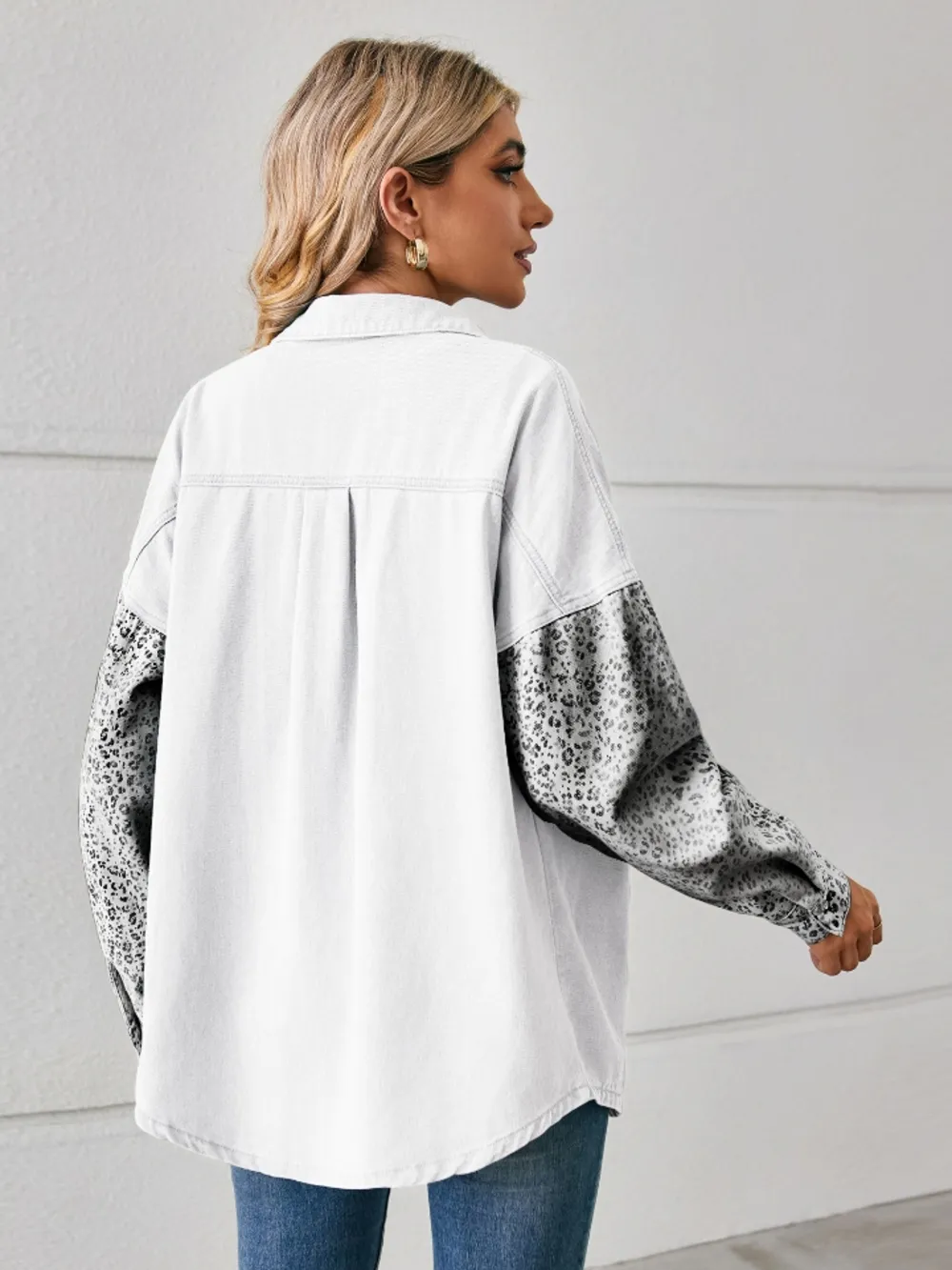 Leopard Button Up Denim Jacket, image 10