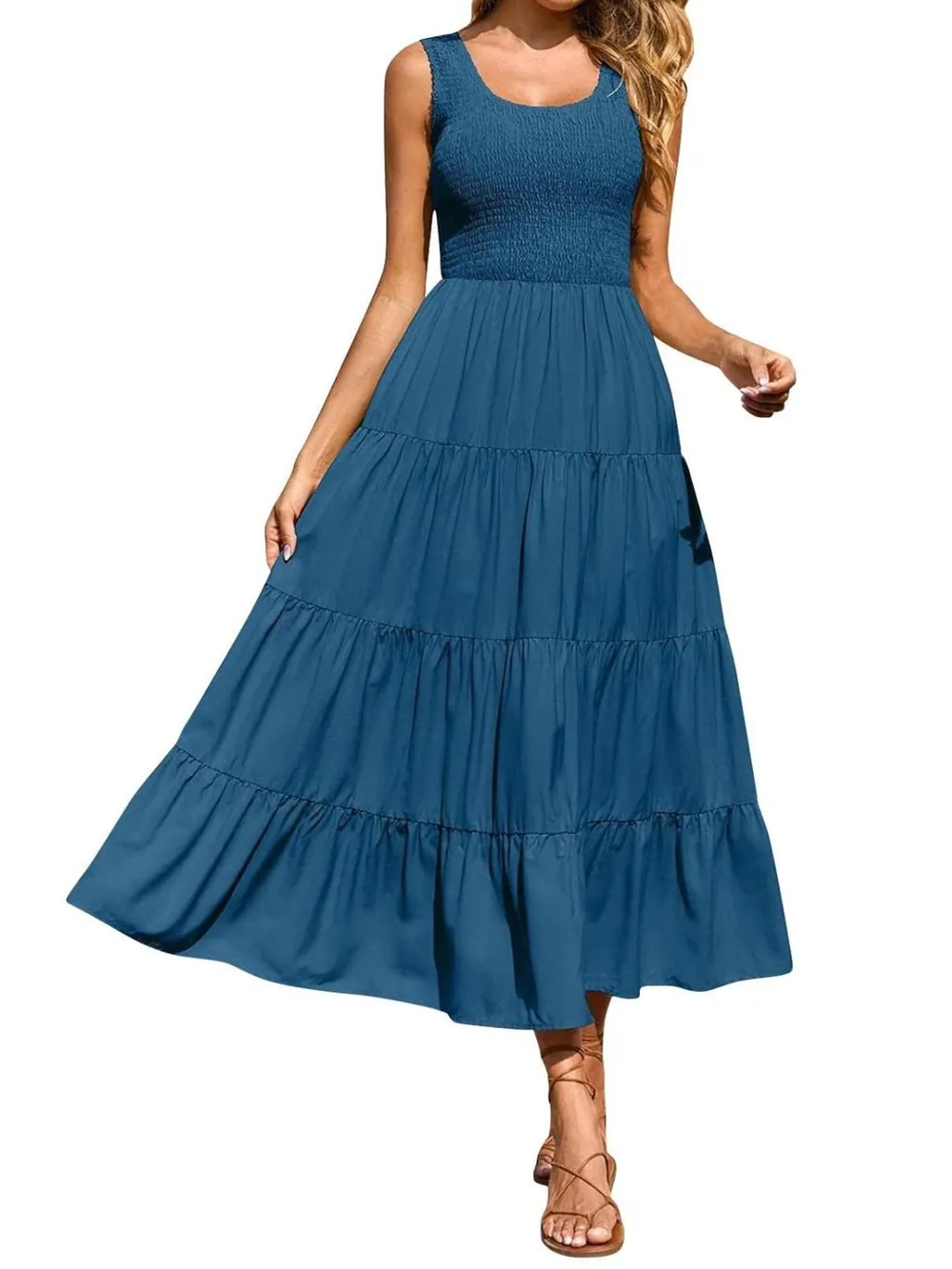Tiered Smocked Wide Strap Dress, image 22