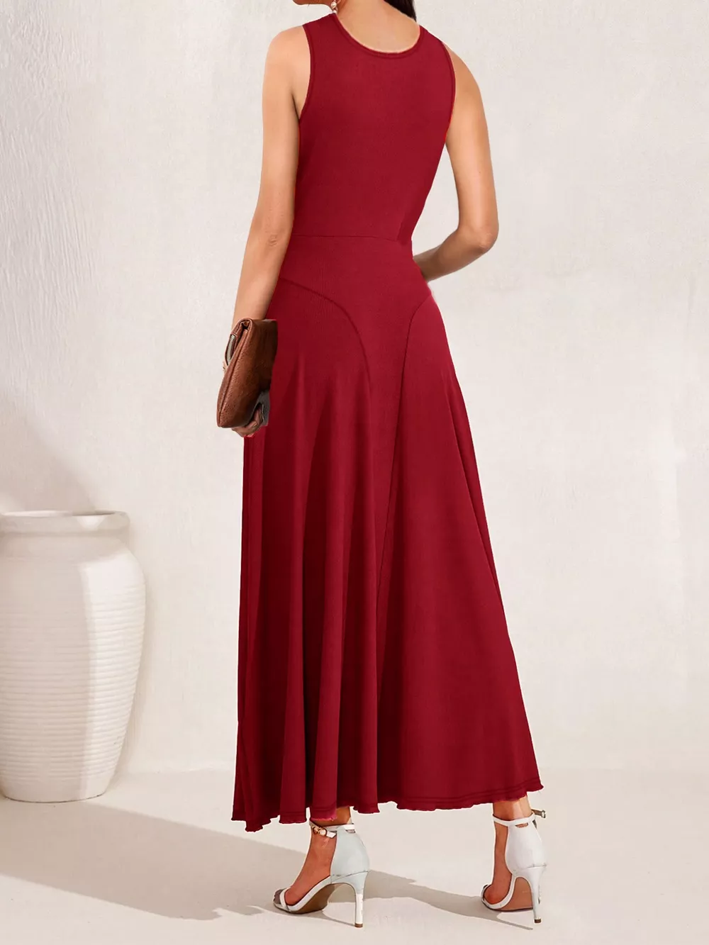 Crisscross Halter Neck A-Line Midi Dress, image 9