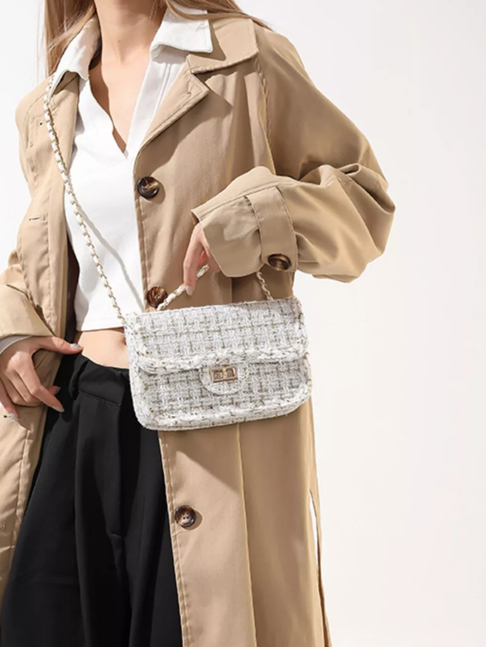 Tweed Flap Crossbody Bag, image 8