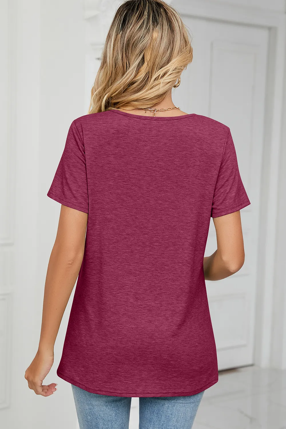 Ruched Heathered Short Sleeve T-Shirt, image 12