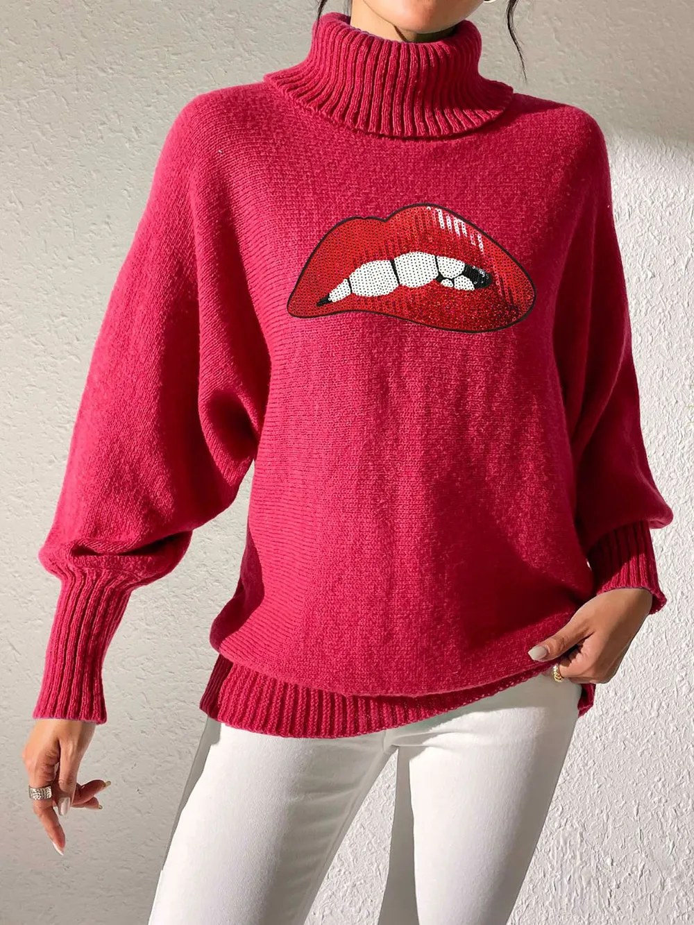 Lip Turtleneck Long Sleeve Sweater, image 20