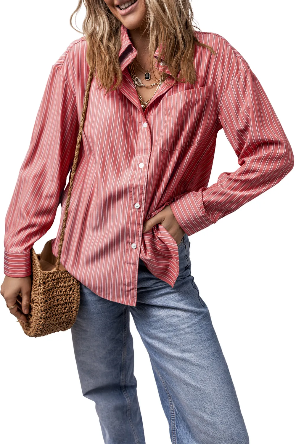Striped Button Up Long Sleeve Shirt, image 26