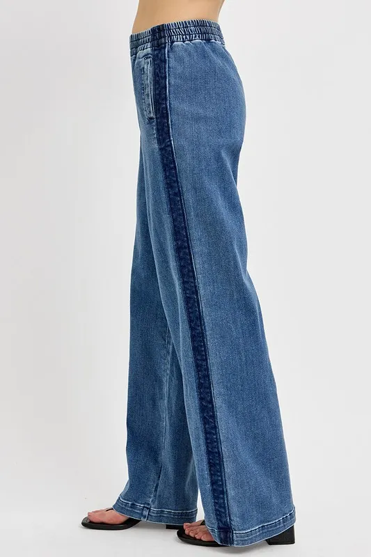 Full Size Elastic Waist Wide Leg Jeans Plus Size, image 2