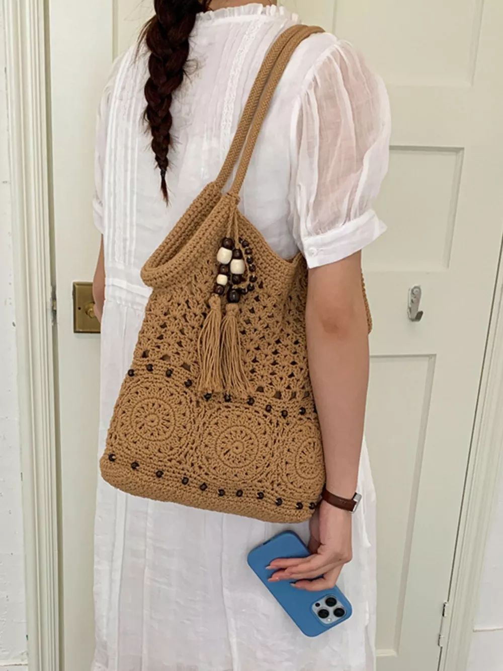 Crochet Knit Shoulder Bag, image 8