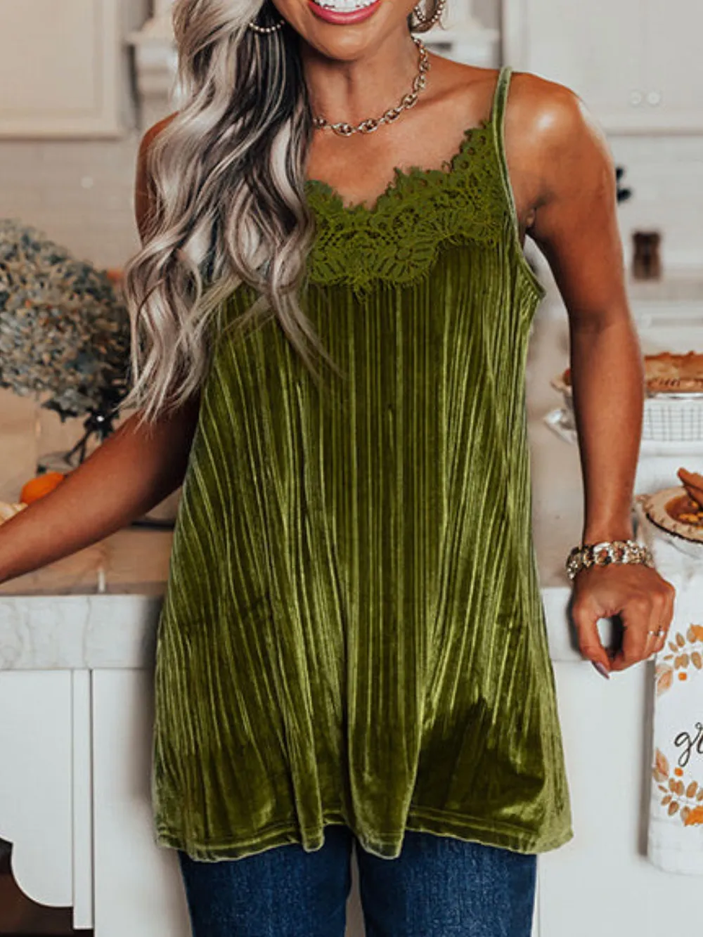 Lace Trim Pleated Cami, image 7