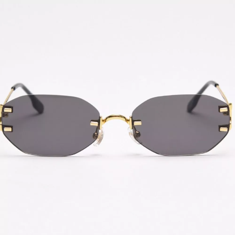 Rimless Oval Sunglasses with Gold Frame, image 3