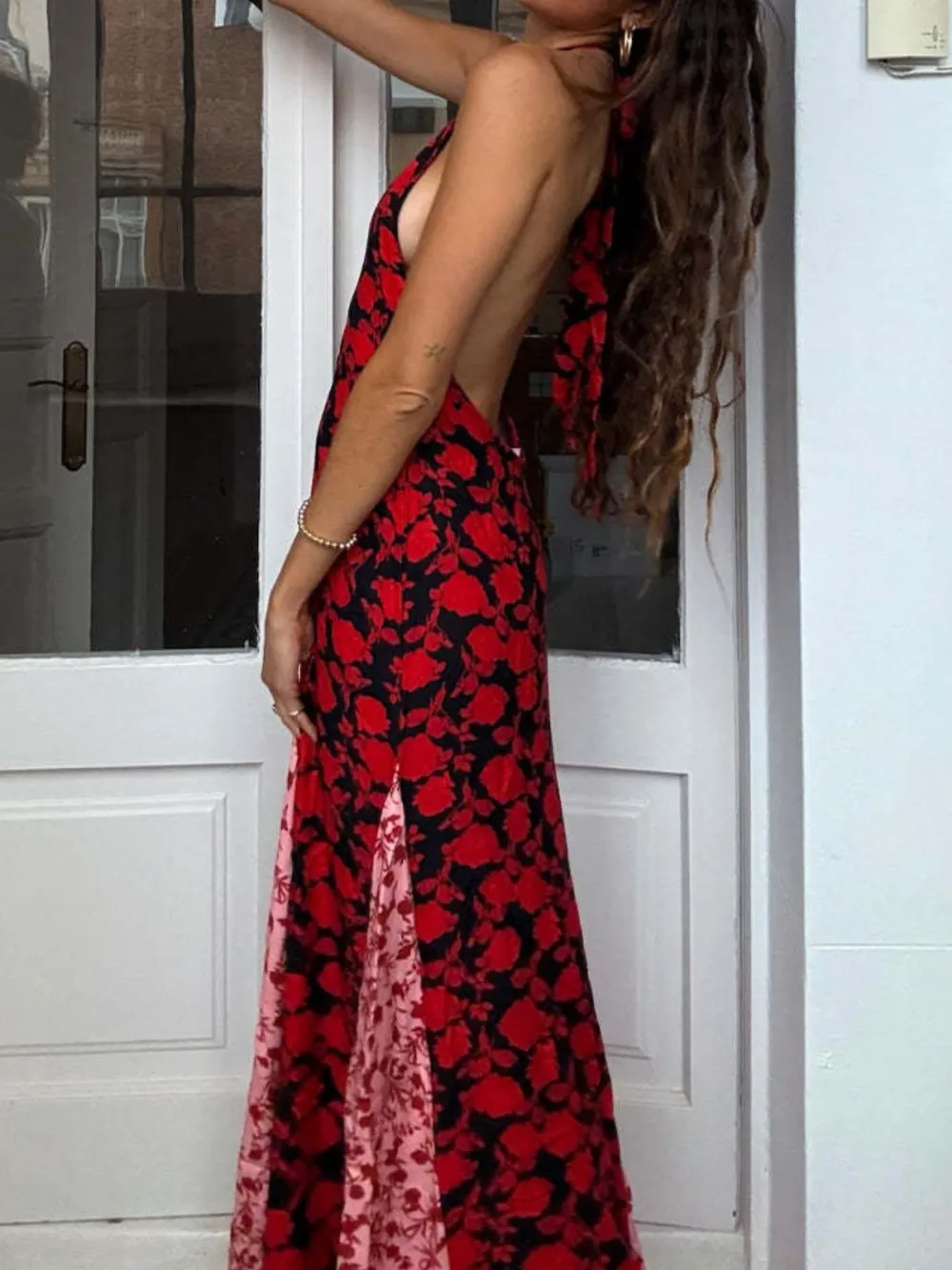 Backless Halter Neck Polka Dot Maxi Dress, image 10