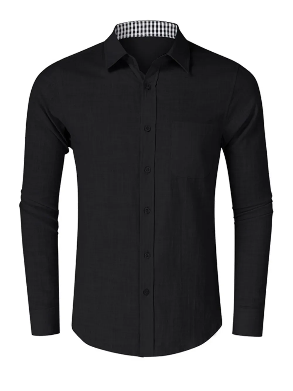 Men's Button-Down Shirt with Gingham Contrast, image 6