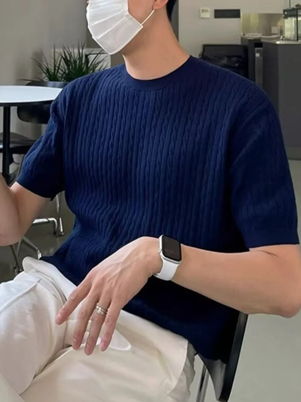 Men's Full Size Round Neck Short Sleeve Knit Top Plus Size, image 2