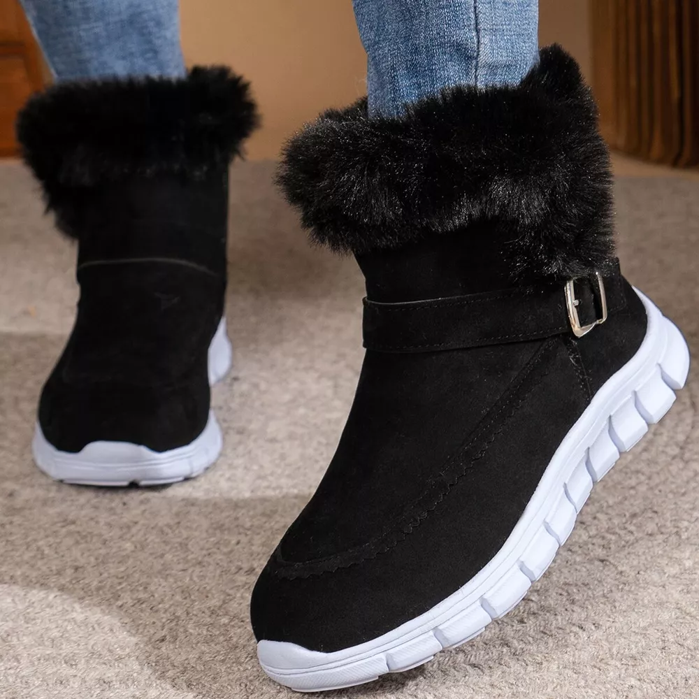 Fuzzy Trim Buckle Boots, image 5