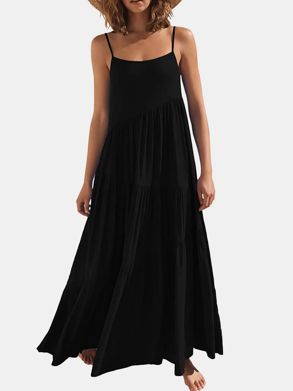 Full Size Ruched Tiered Spaghetti Strap Dress, image 14