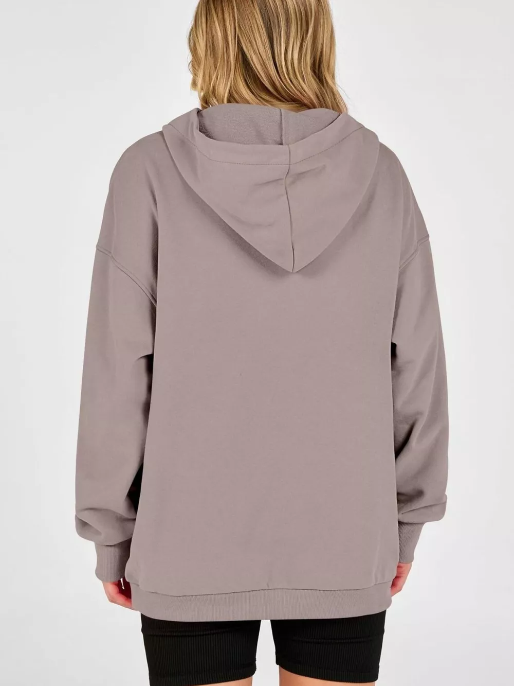 Half Snap Dropped Shoulder Hoodie, image 10