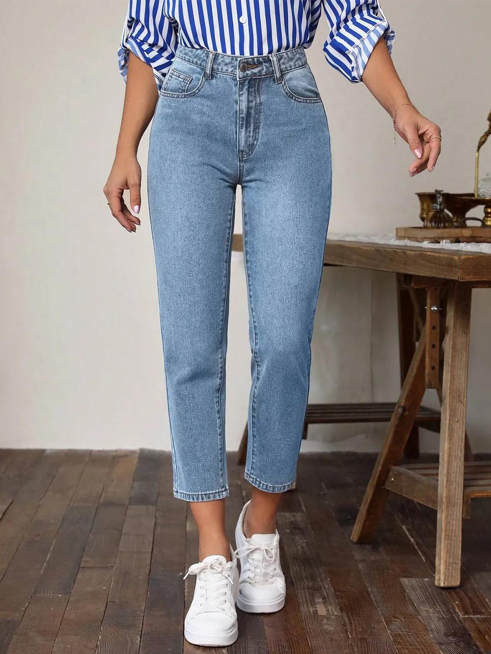 High Waist Jeans with Pockets, image 2