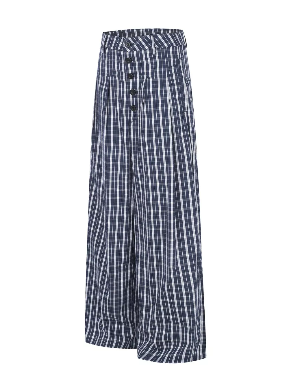 Men's Wide Leg Plaid Button-Front Pants, image 2