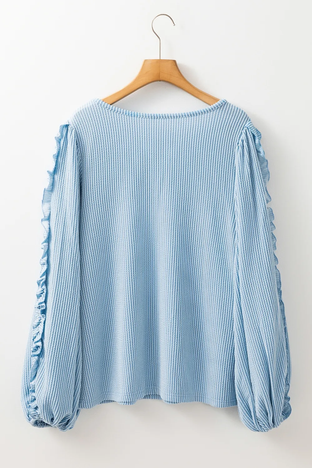 Frill Texture Round Neck Long Sleeve Sweatshirt, image 5