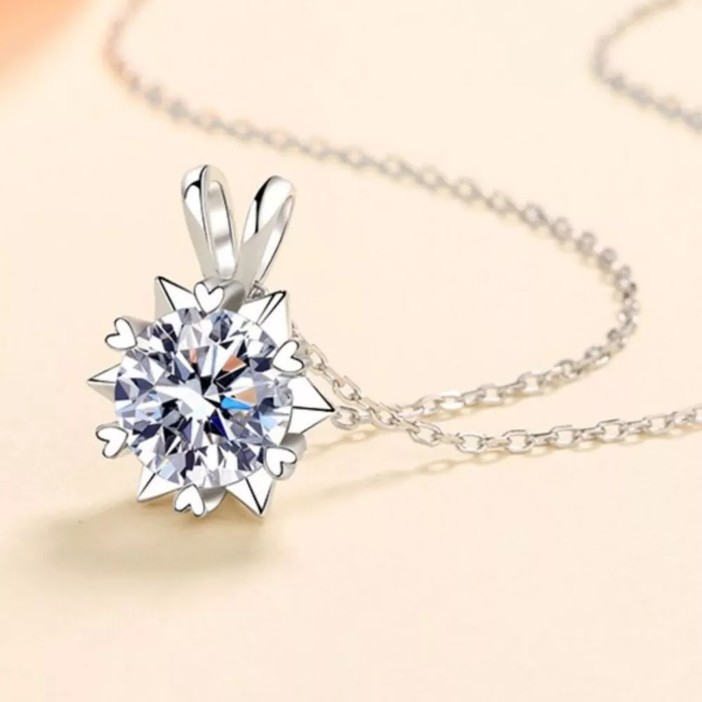 1 Carat 925 Sterling Silver Moissanite Pendant Necklace, image 3