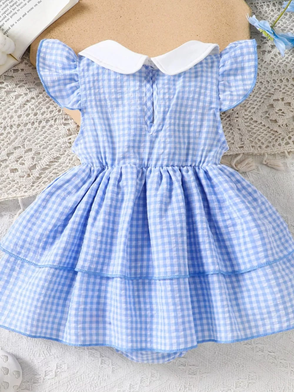 Children's Fruit Embroidered Gingham Smocked Dress, image 6