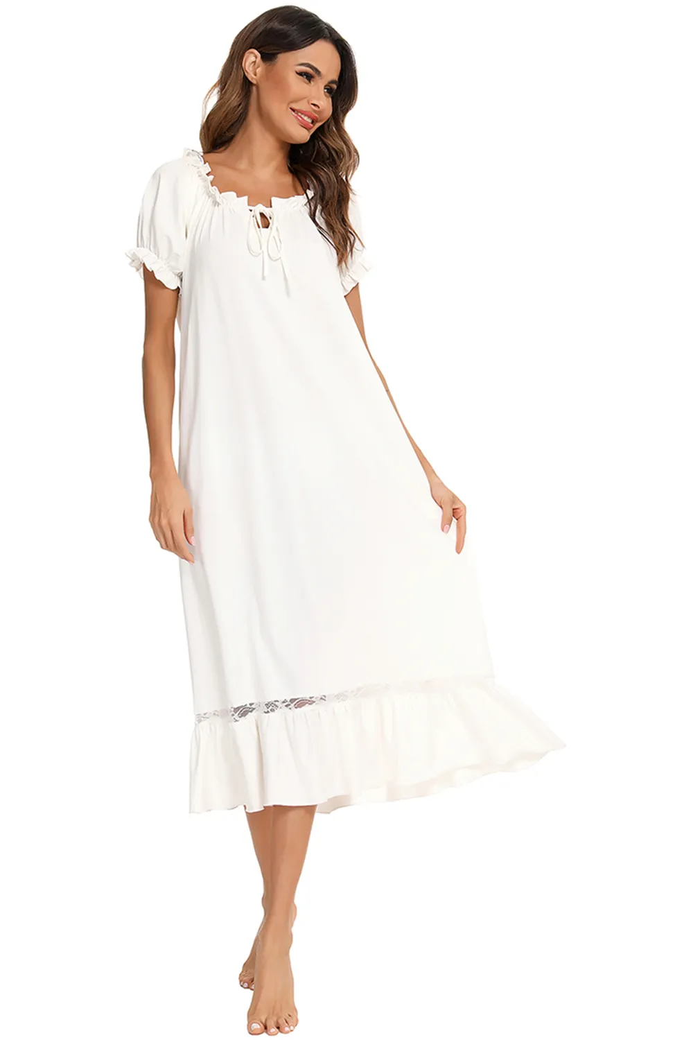 Lace Detail Short Sleeve Lounge Dress, image 17