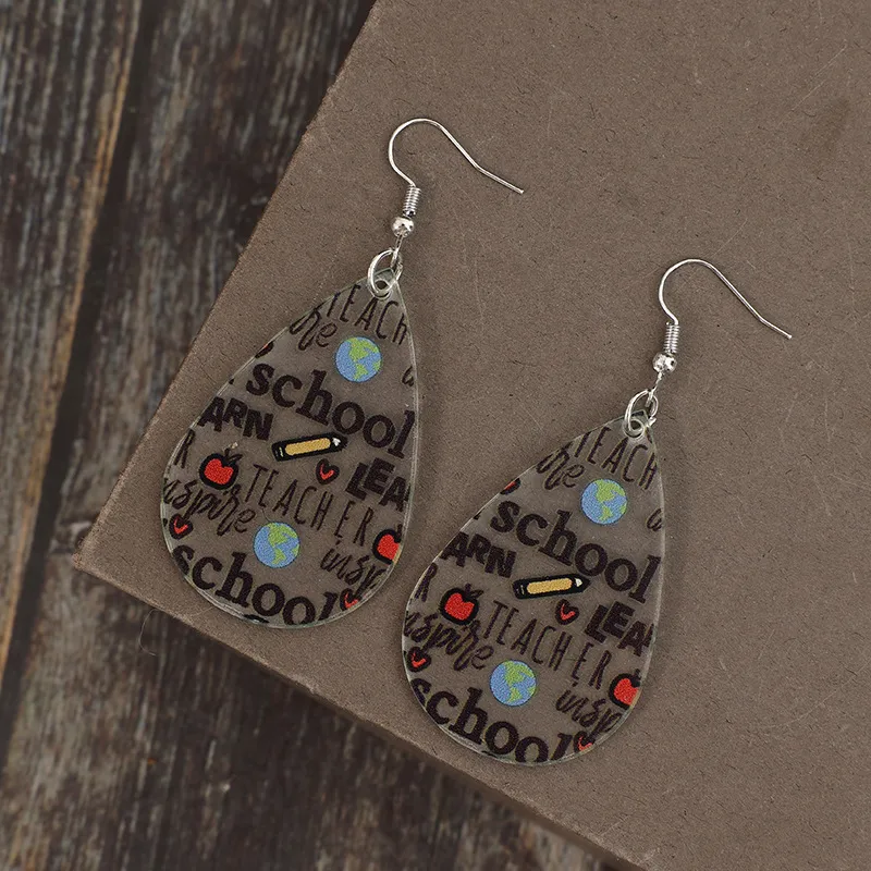 Acrylic Letter Teardrop Shape Earrings, image 4