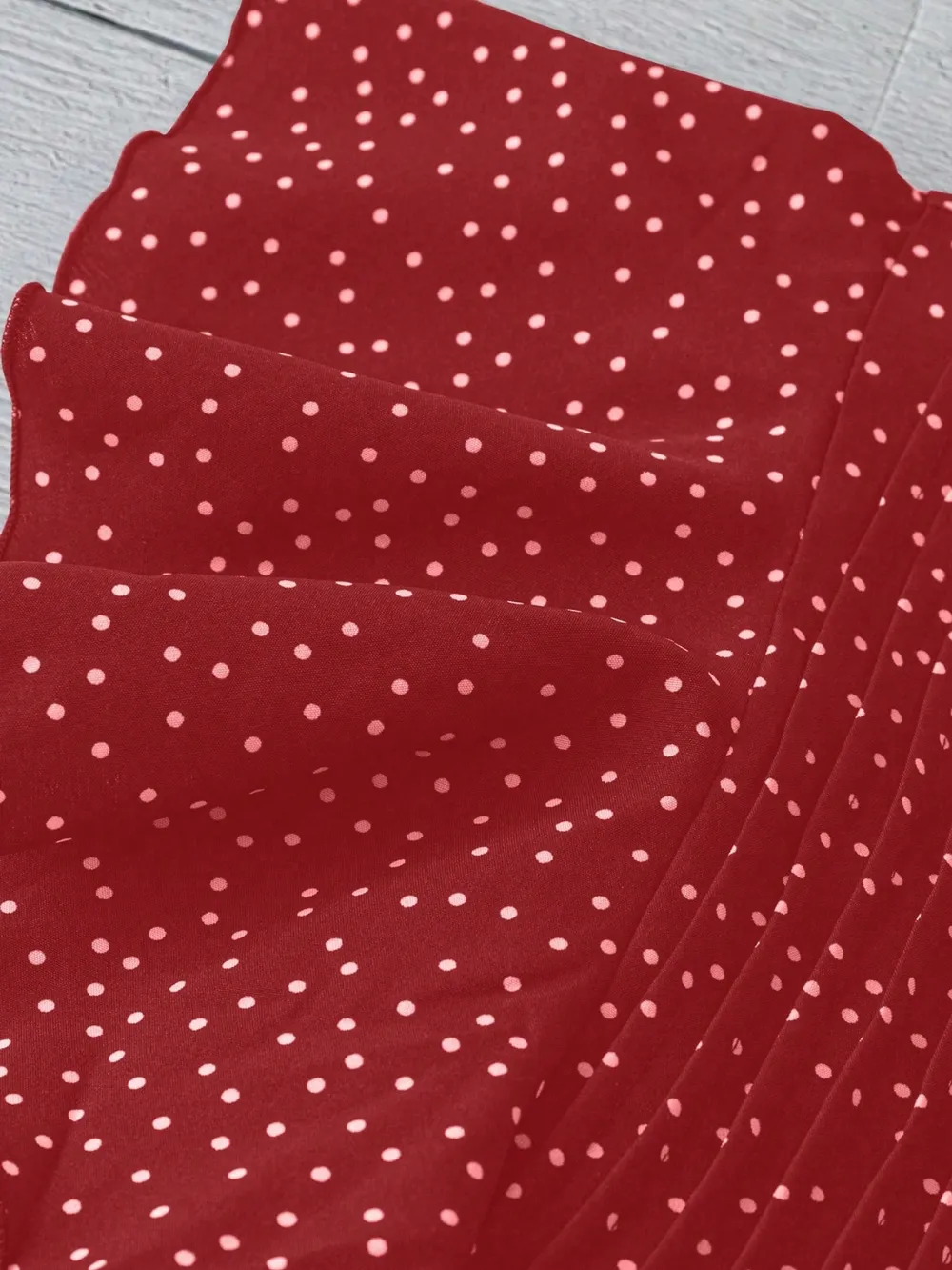 Polka Dot Notched Ruffled Cap Sleeve Blouse, image 15