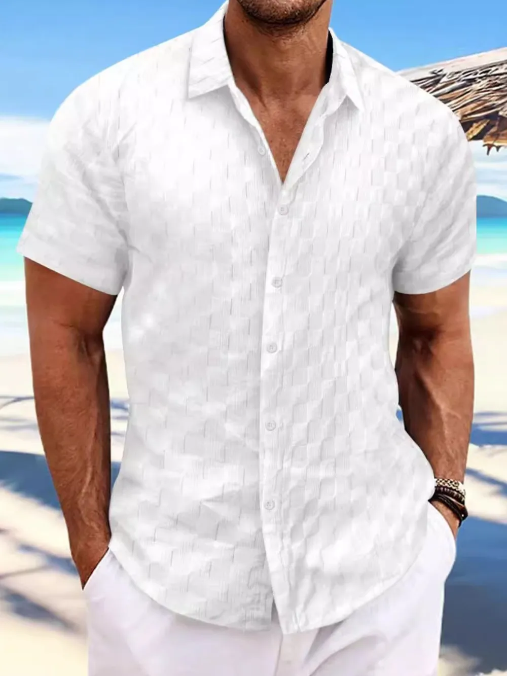 Men's Full Size Button Up Short Sleeve Shirt Plus Size, image 2