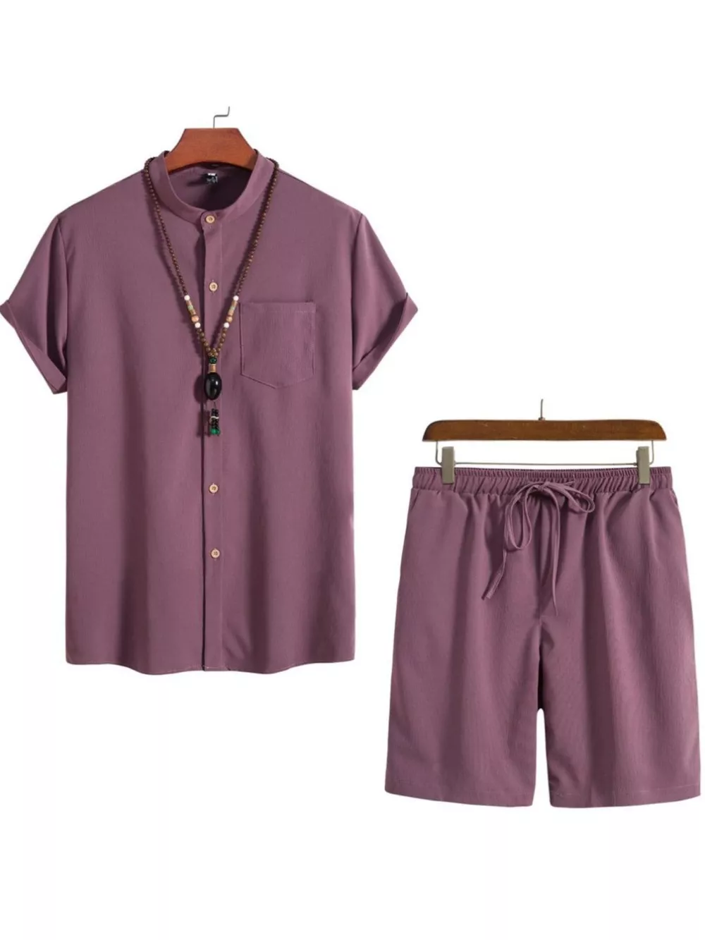 Men's Plus Size Casual Short Sleeve Shirt and Shorts Set, image 7