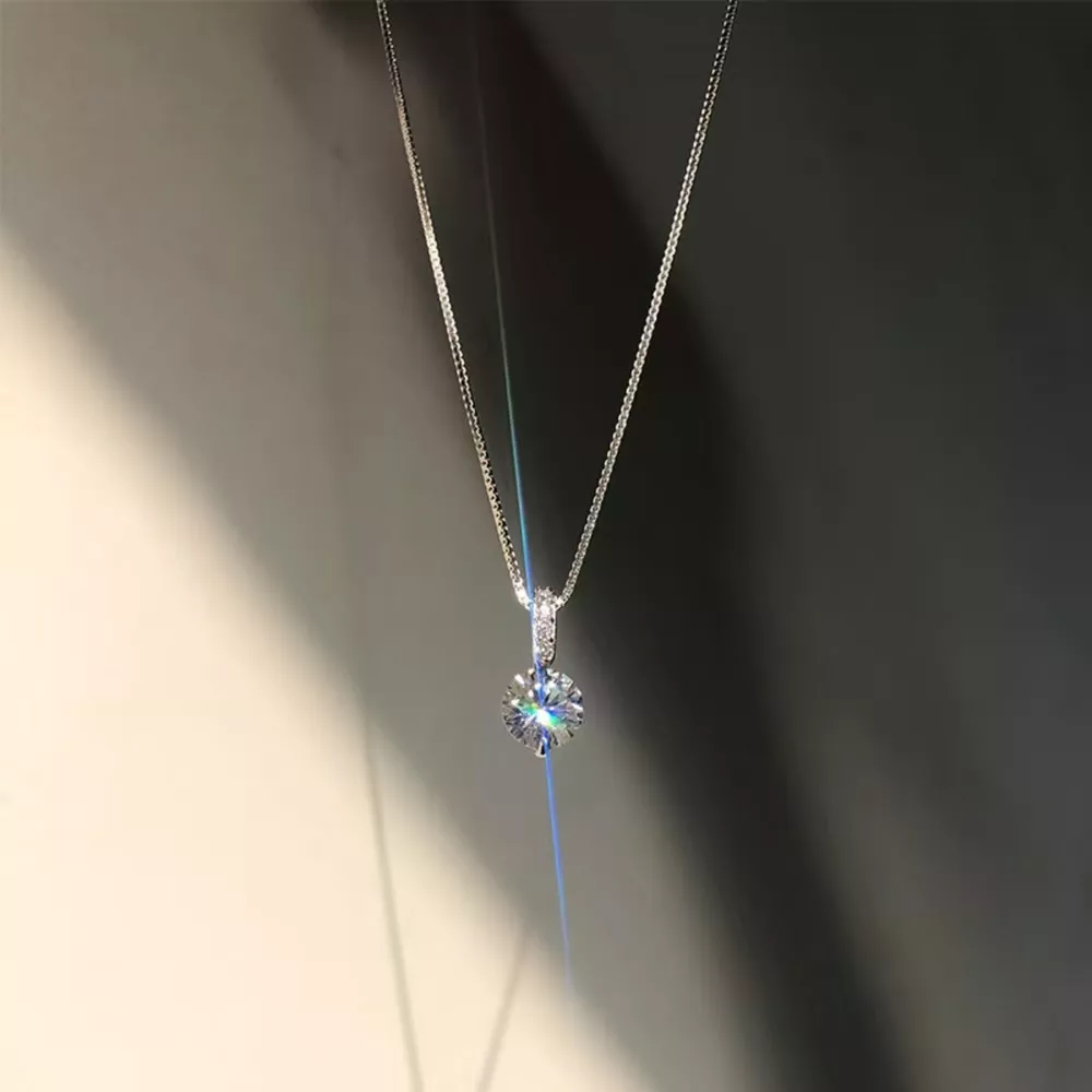 1 Carat Moissanite 925 Sterling Silver Pendant Necklace, image 2