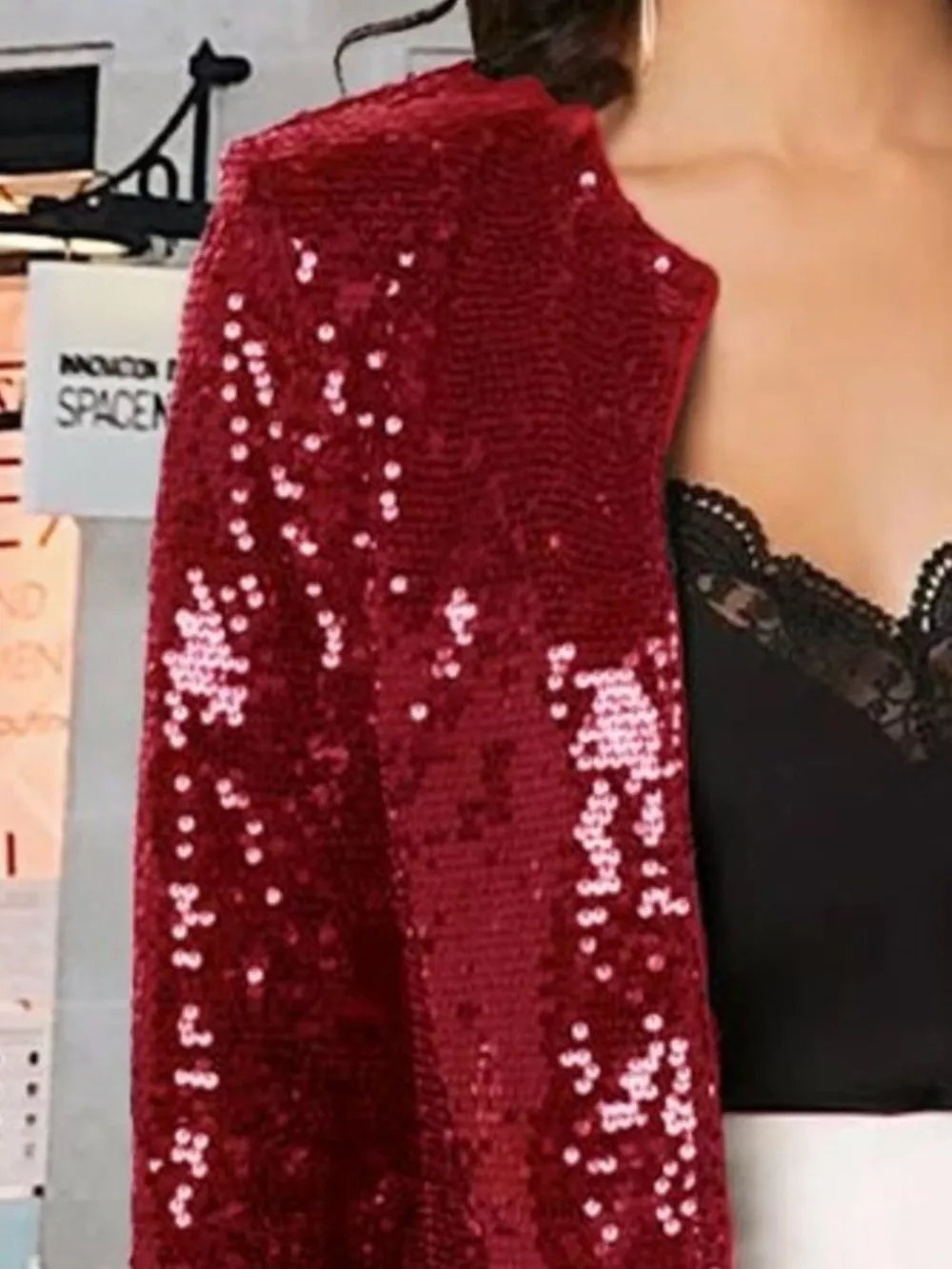 Full Size Sequin Long Sleeve Jacket Plus Size, image 7