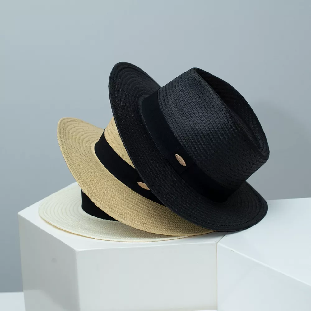 Straw Boater Hat with Ribbon, image 2
