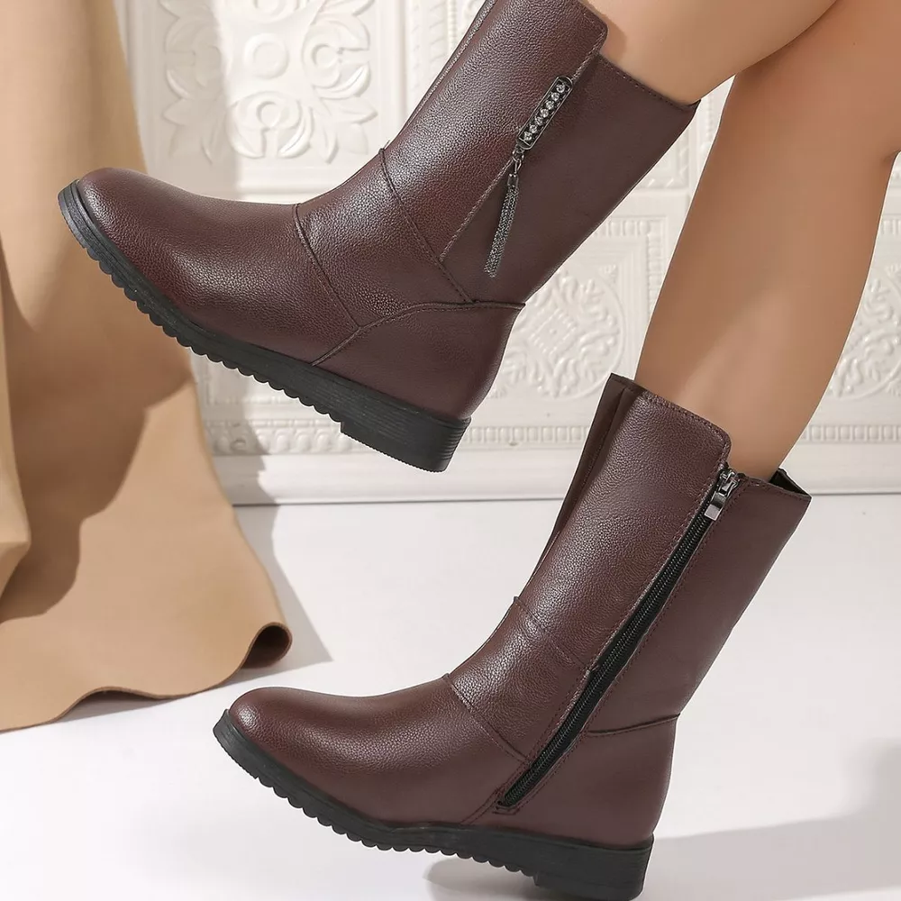 Round Toe Side Zip Boots, image 7