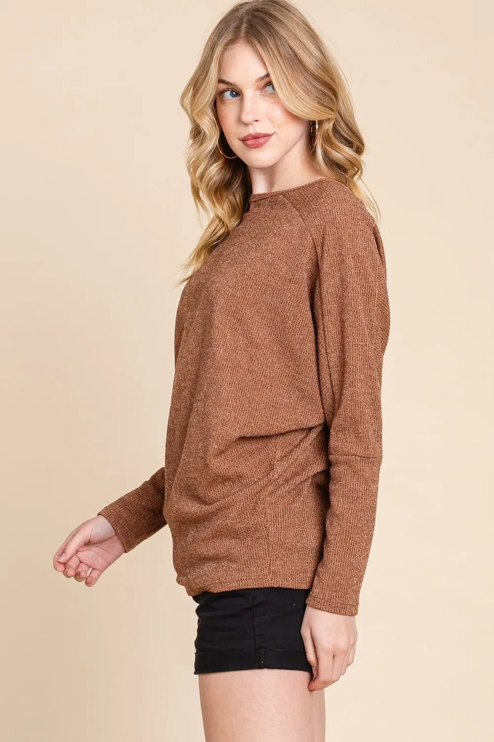 Drop Shoulder Long Sleeve Knit Top, image 3