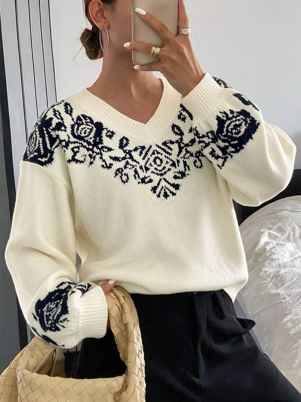 Floral Dropped Shoulder Sweater, image 5