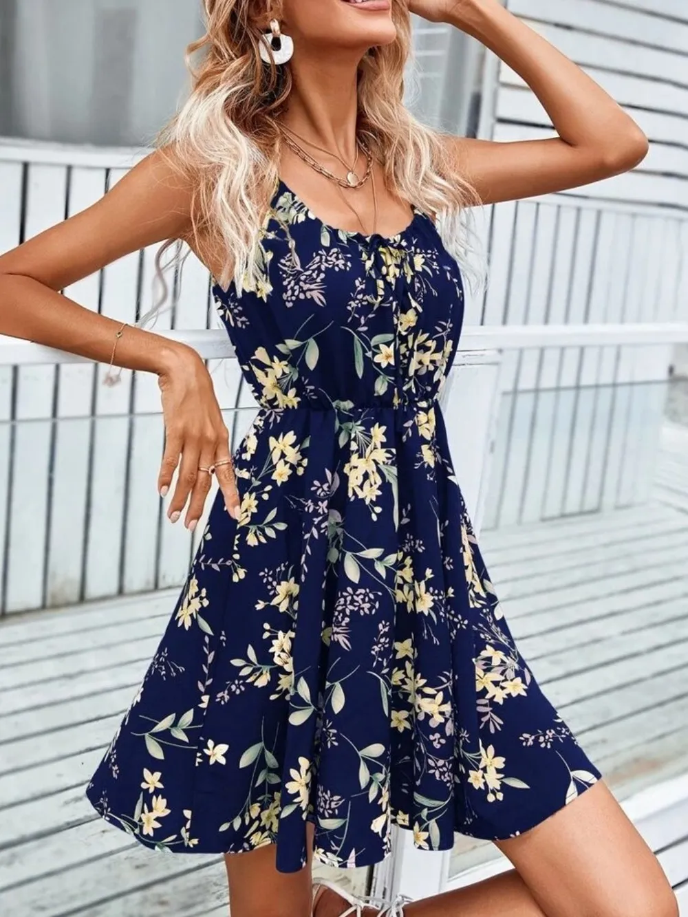Floral Print Spaghetti Strap Summer Mini Dress, image 11