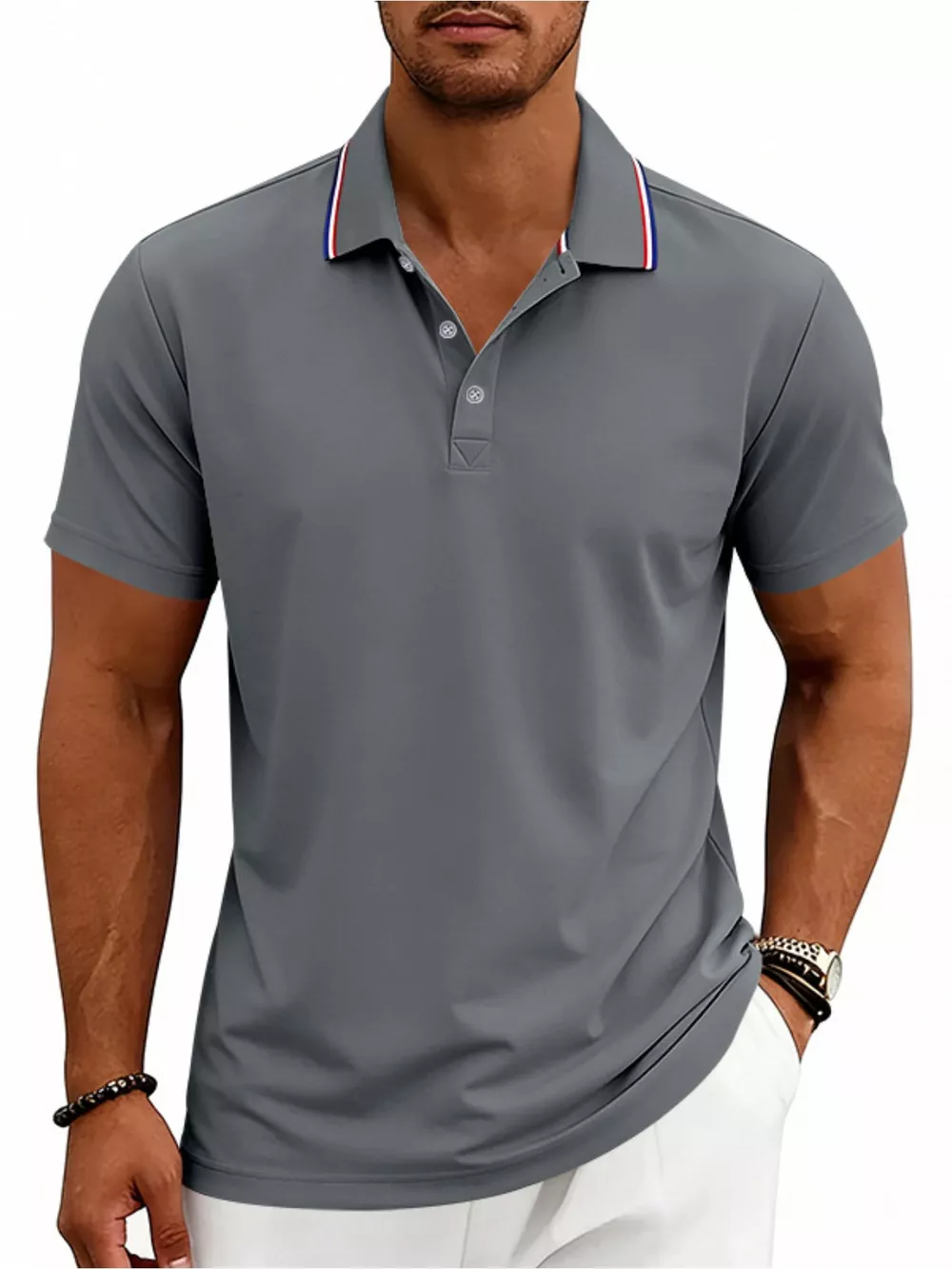 Men's Full Size Casual Button Detail Polo Plus Size, image 7