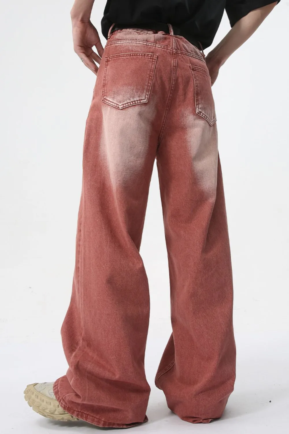 Men's Washed Wide Leg Jeans, image 5