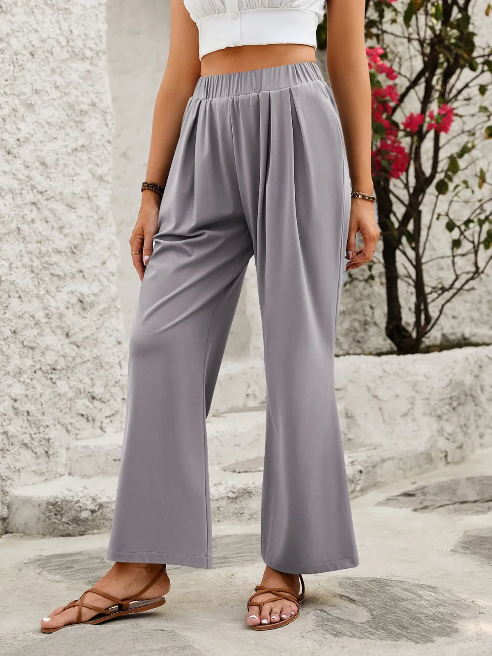 Elastic Waist Wide Leg Pants, image 13
