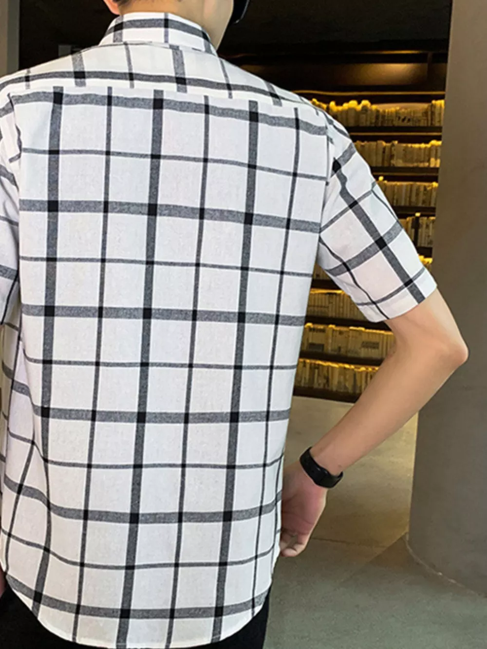 Men's Plus Size Casual Plaid Short Sleeve Shirt, image 8