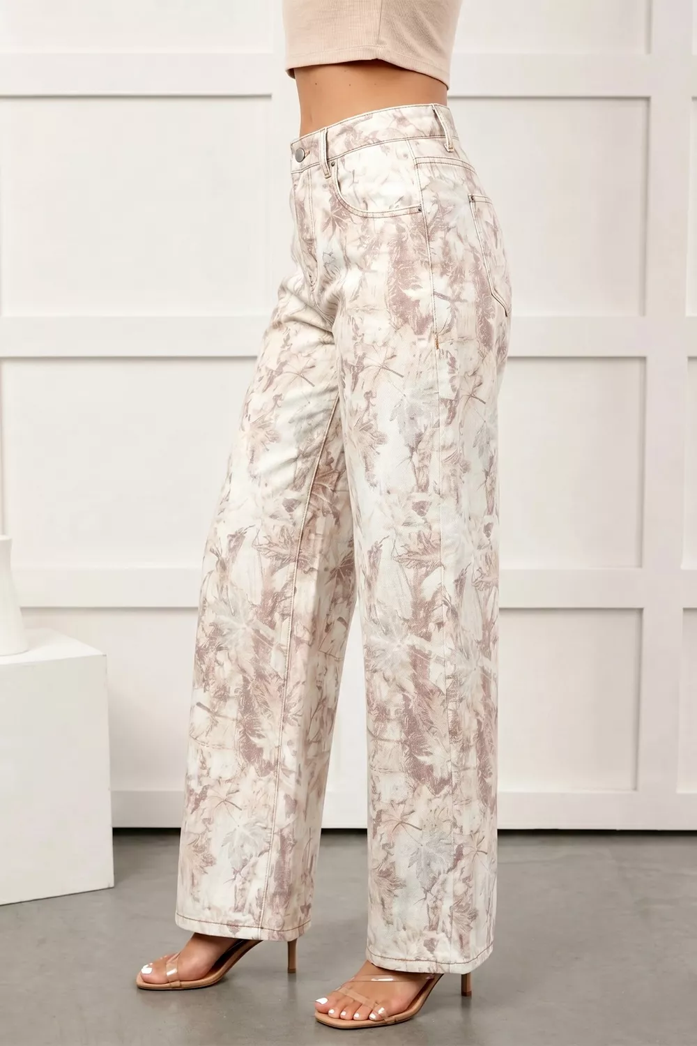 Woodland Camo Tummy Control Denim Wide Leg Jeans, image 3