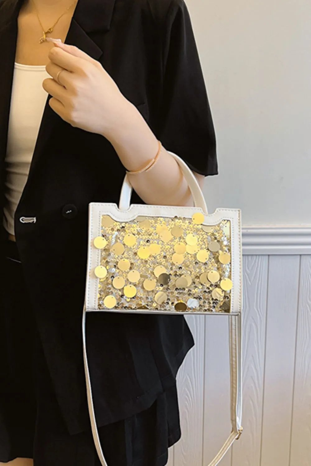PU Leather Sequin Handbag, image 7