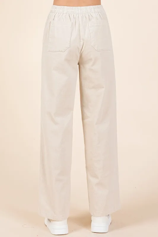Corduroy Back Elastic Waist Pants, image 3