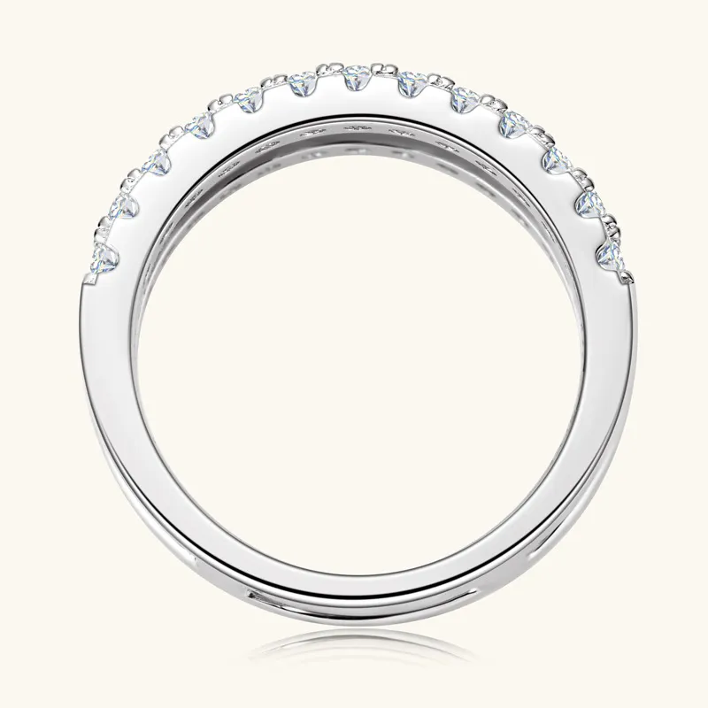 925 Sterling Silver Moissanite Double Layered Ring, image 4