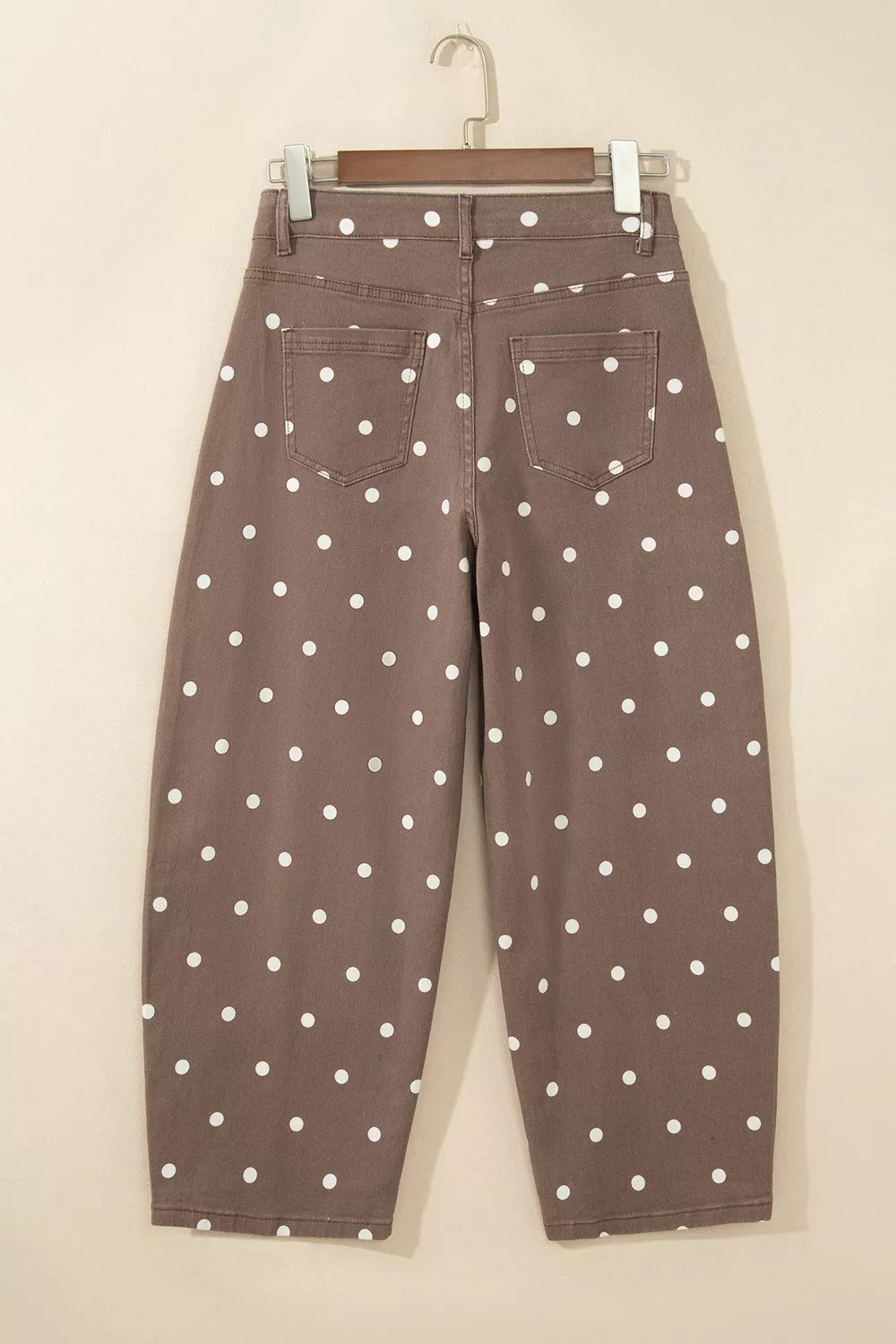 Tailored Seam Polka Dot Print Barrel Casual Jeans, image 9