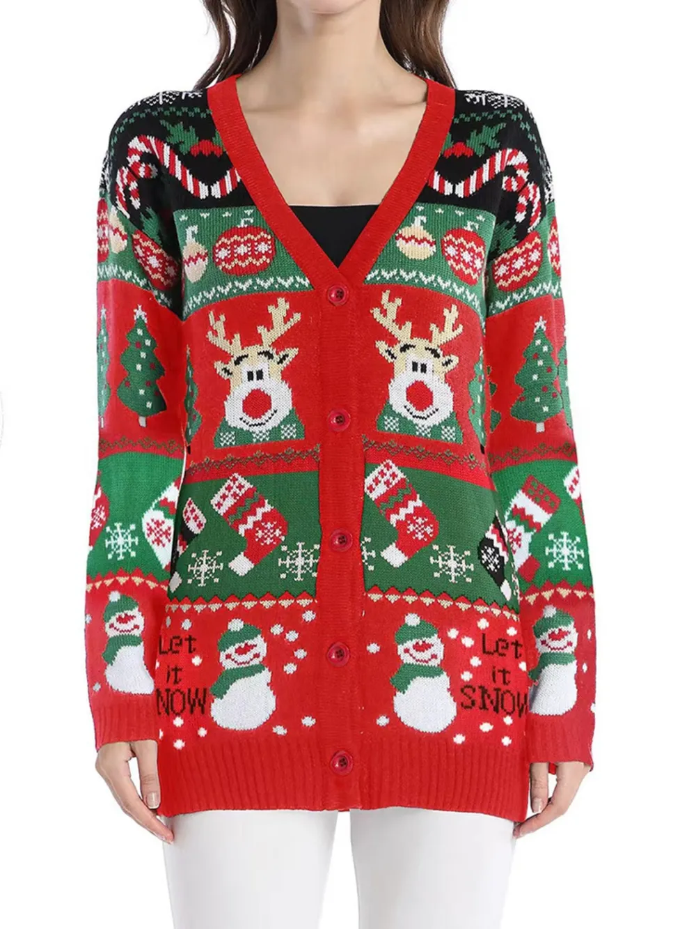 Reindeer Button Up Long Sleeve Cardigan, image 9