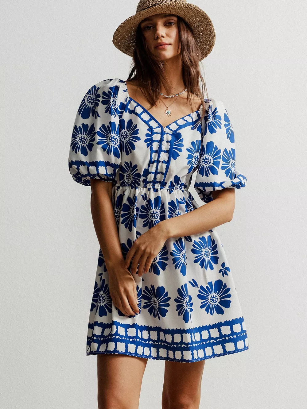 Floral Print Puff Sleeve Mini Dress, image 5