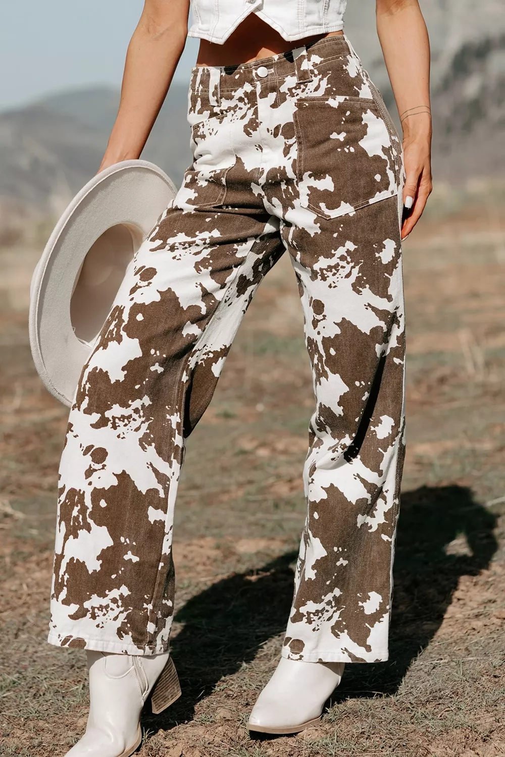 Abstract Pattern Regular Fit Full-Length Western Style Jeans, image 4
