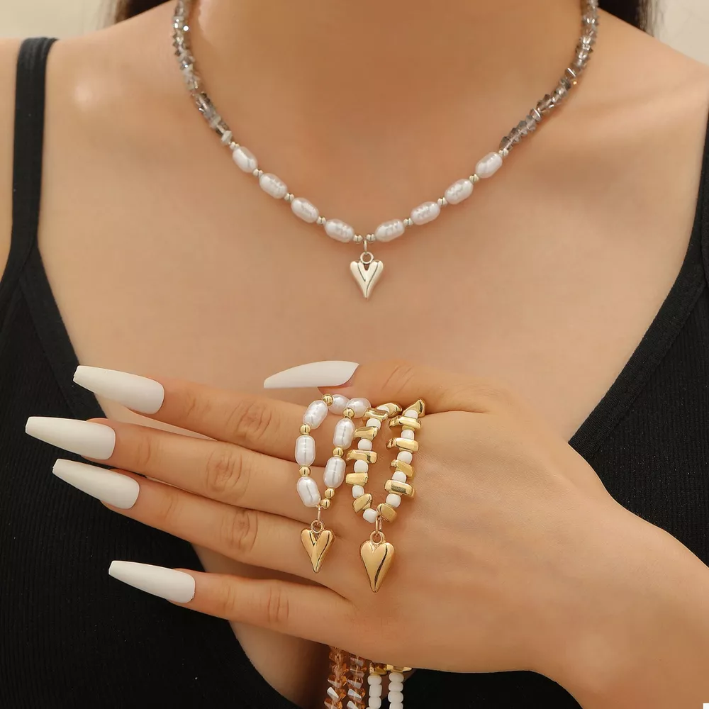 Pearl & Heart Pendant Necklace, image 2