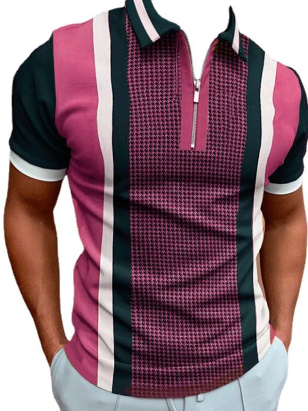 Men's Full Size Quarter Zip Short Sleeve Polo Plus Size, image 5